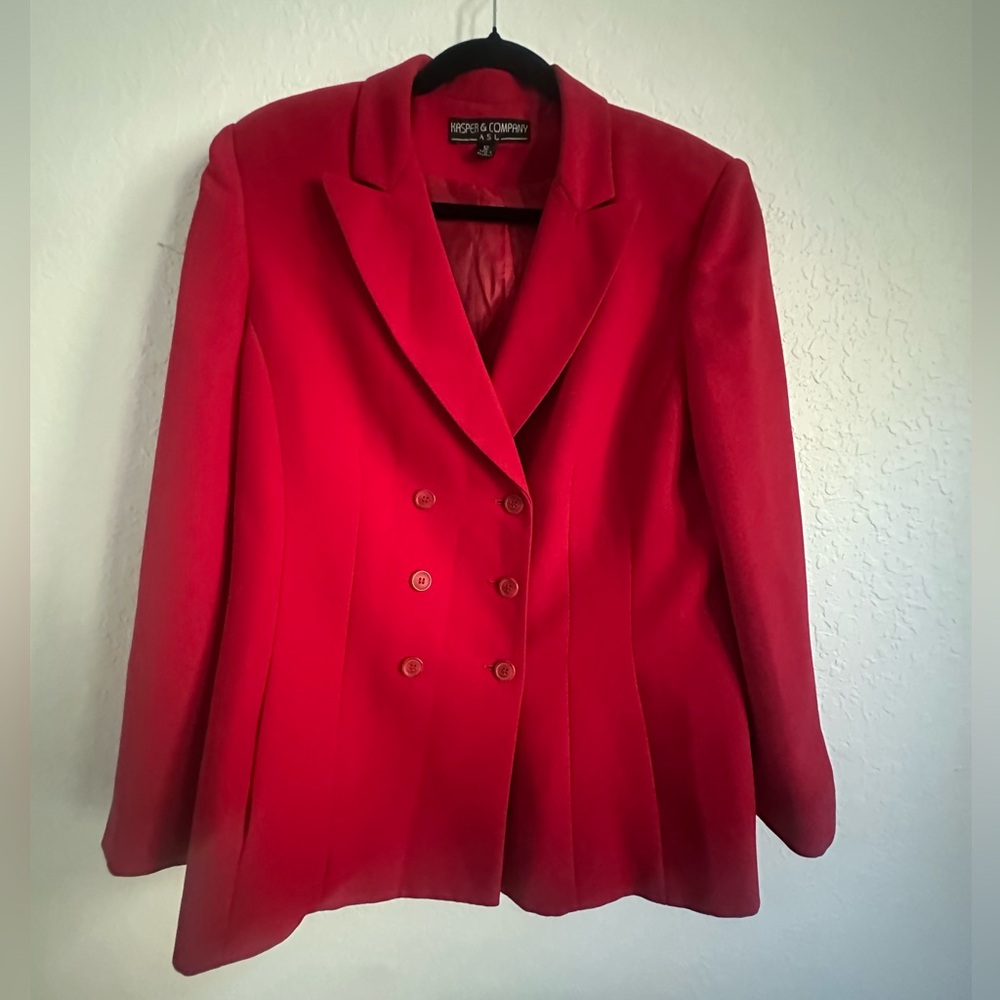 Kasper Red Suit Jacket Size 12